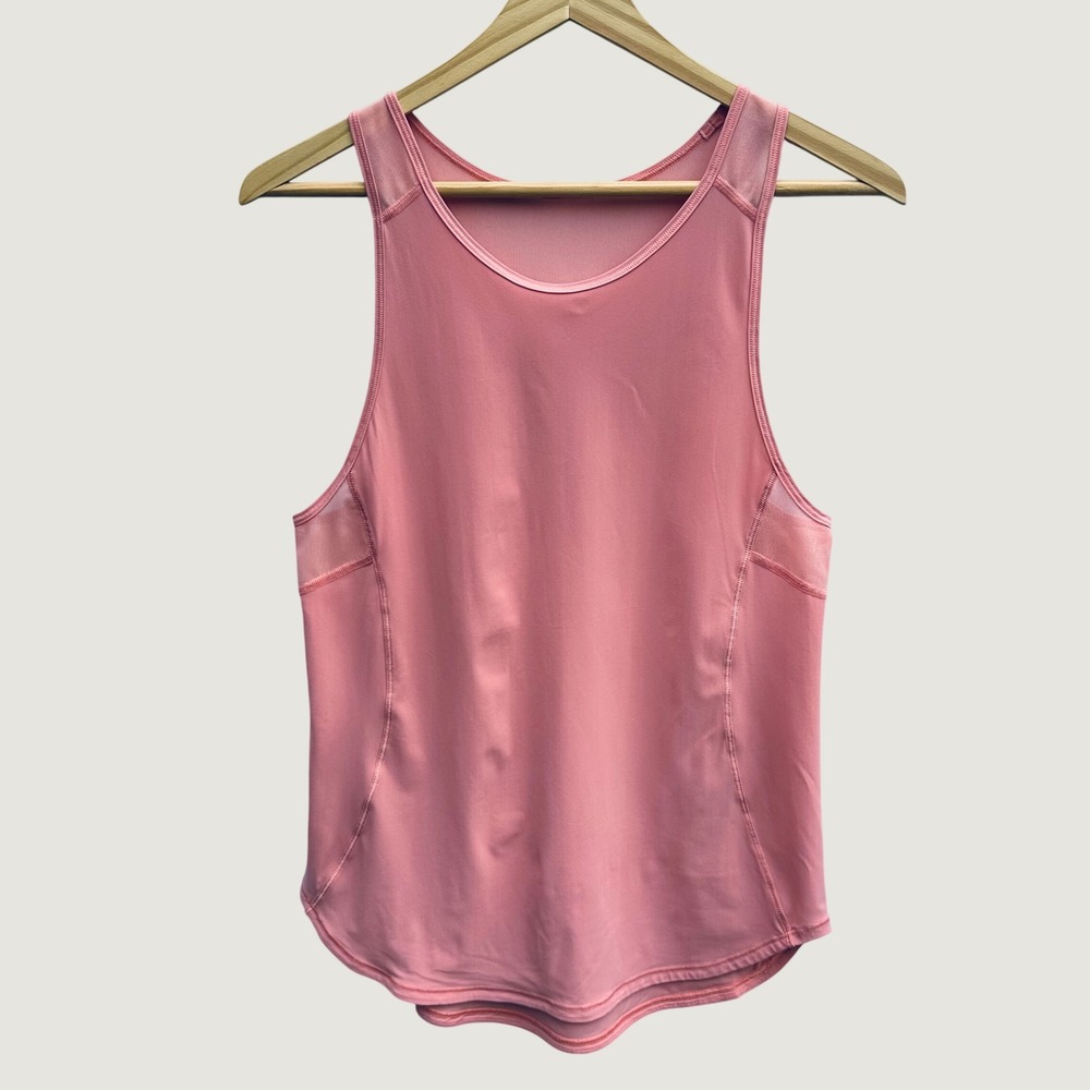 Lululemon Sculpt Tank Top Women Coral Pink Mesh Back Activewear Running Yoga